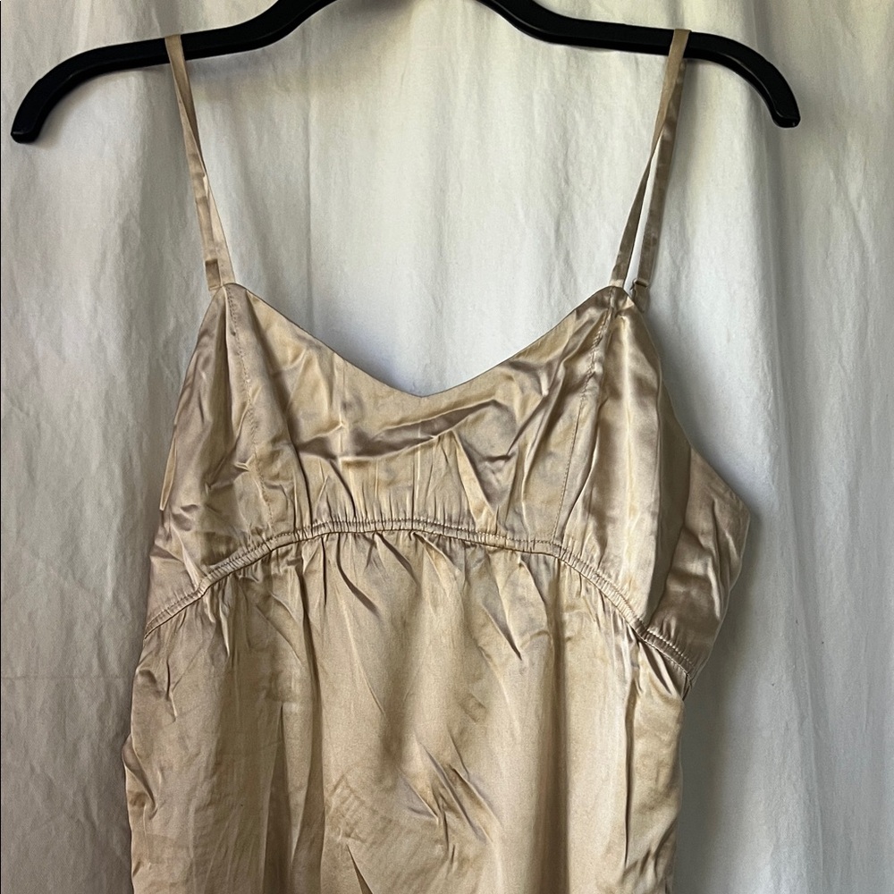 100% Silk Beige Spaghetti Strap blouse